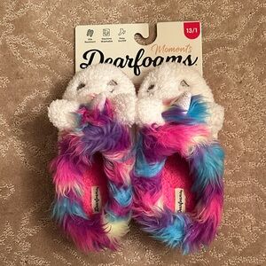 Dearfoams Kids' Multicolor Fuzzy Unicorn Slippers